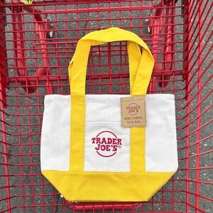 Mini Trader Joe’s Yellow and White Canvas Tote Bag